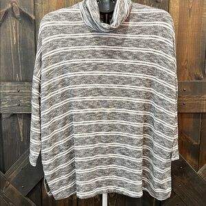 Anthropologie Postmark Oversized Grey Striped Sweater S Dolman Slouchy Boho